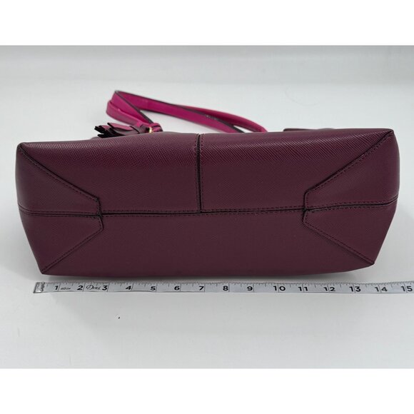 Antonio Melani Colorblock Berry & Pink Tote Bag With Tassel Keychain And Gold Ac - Picture 10 of 12